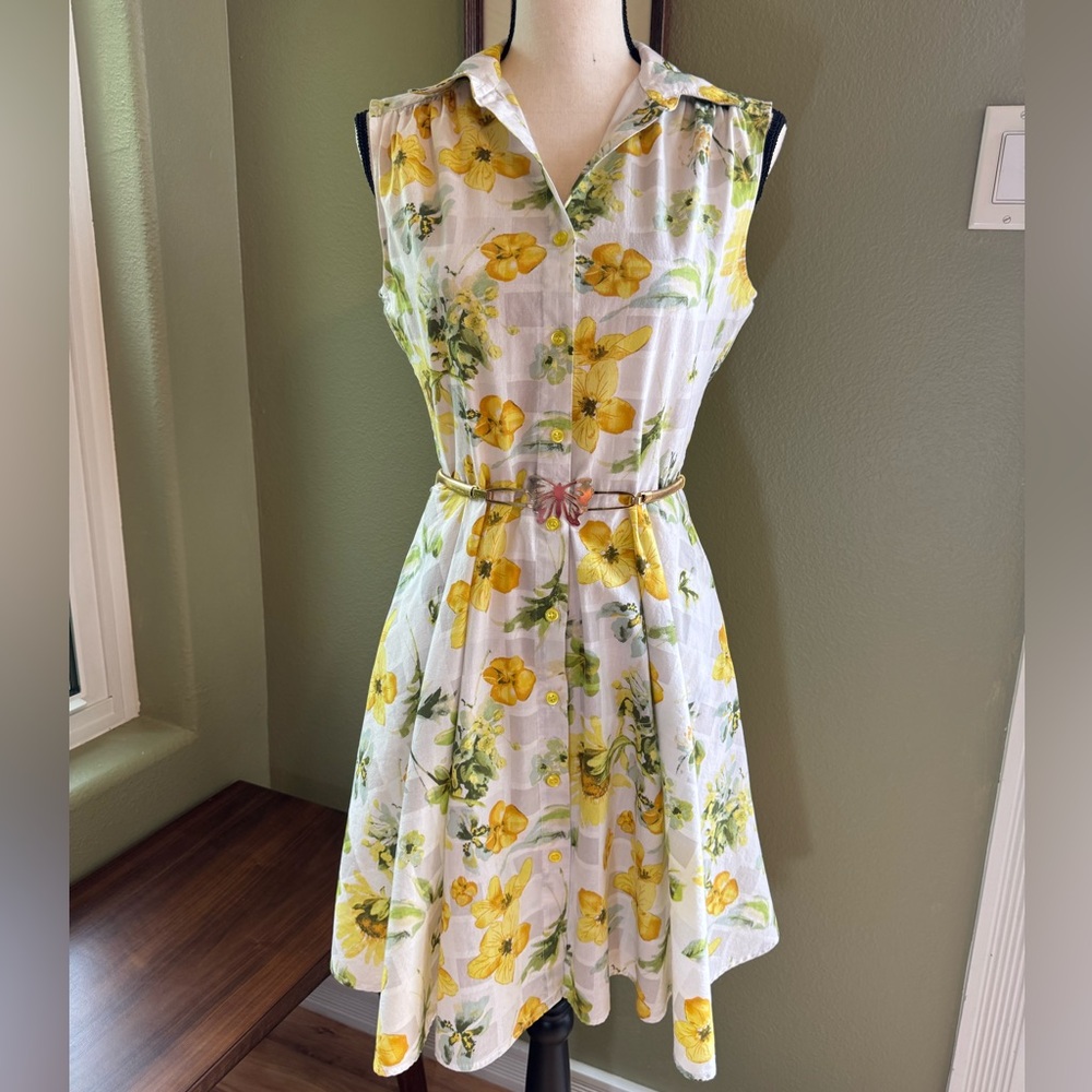 Julian Taylor Floral Sleeveless Dress